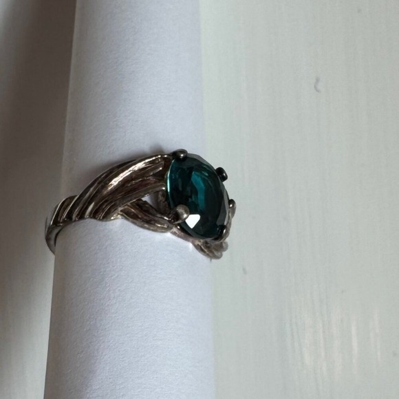 Vintage Estate Ring Blue Topaz Color 925 Sterling Silver Women's Sz 8.75/9 - Picture 2 of 7